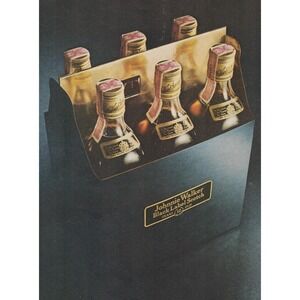 Vintage 1969 Johnnie Walker Black Label Scotch Whisky Print Ad Six Pack Gift Set
